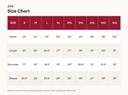 J08 Size Chart