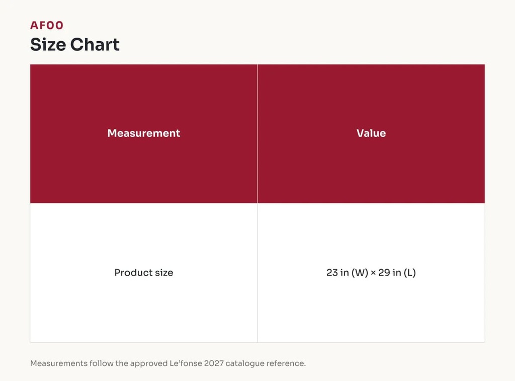 AF00 Size Chart