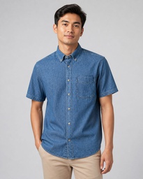 D02 - Denim Shirt Men Short Sleeve